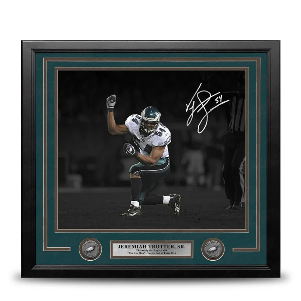 Jeremiah Trotter, Sr. Blackout Philadelphia Eagles Autographed 16" x 20" Framed Football Photo