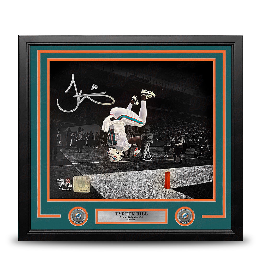 Tyreek Hill Backflip Action Miami Dolphins Autographed 16" x 20" Framed Football Photo