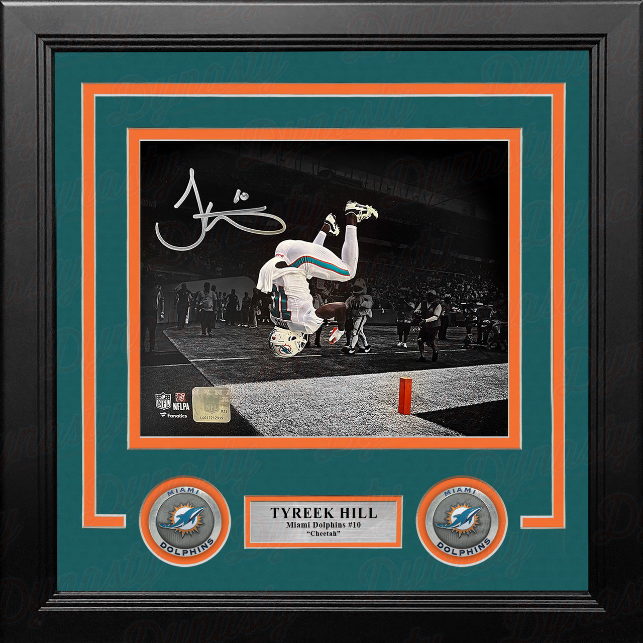 Tyreek Hill Backflip Action Miami Dolphins Autographed 8" x 10" Framed Football Photo