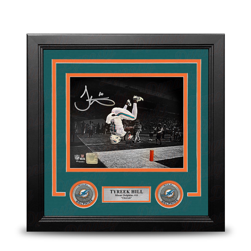 Tyreek Hill Backflip Action Miami Dolphins Autographed 8" x 10" Framed Football Photo