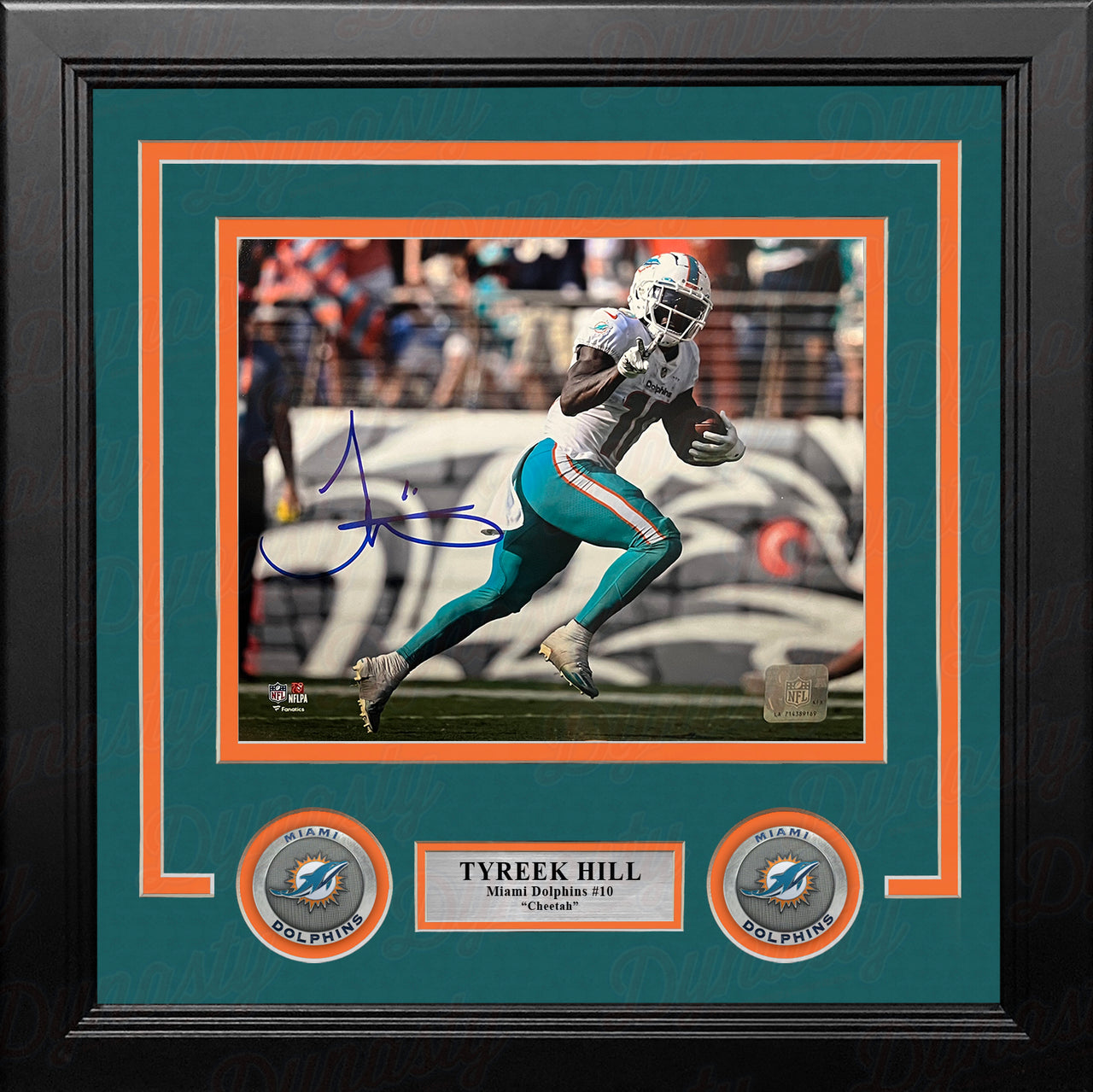 Tyreek Hill Peace Sign Miami Dolphins Autographed 8" x 10" Framed Football Photo