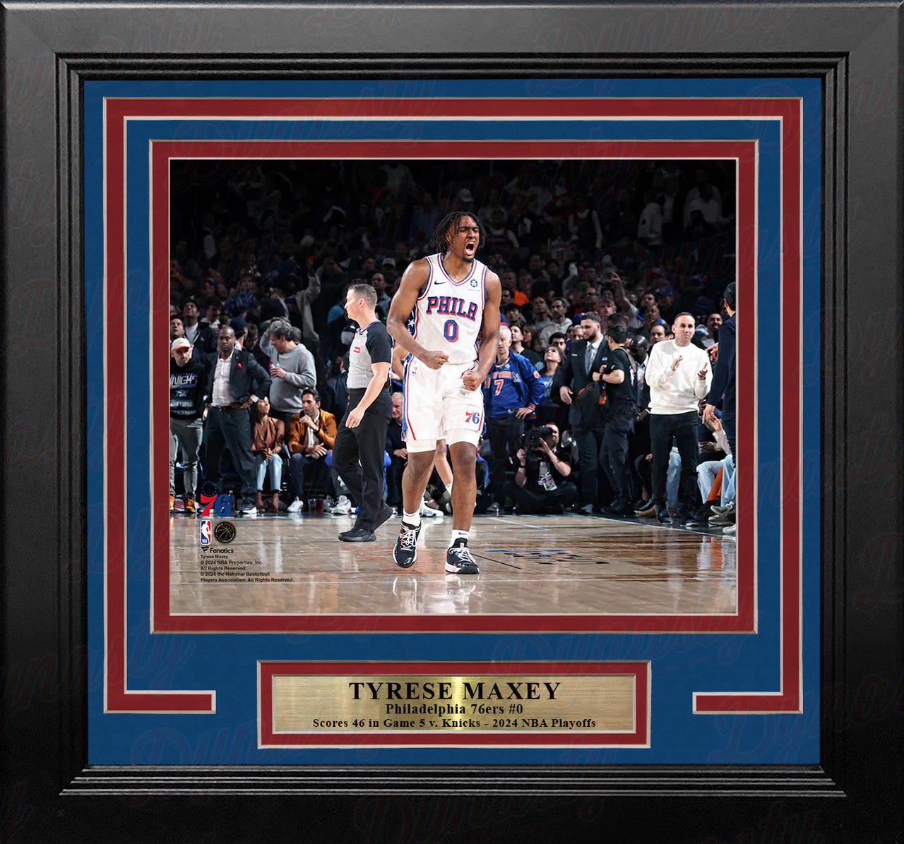 Tyrese Maxey Playoff Celebration Philadelphia 76ers 8" x 10" Framed Basketball Photo