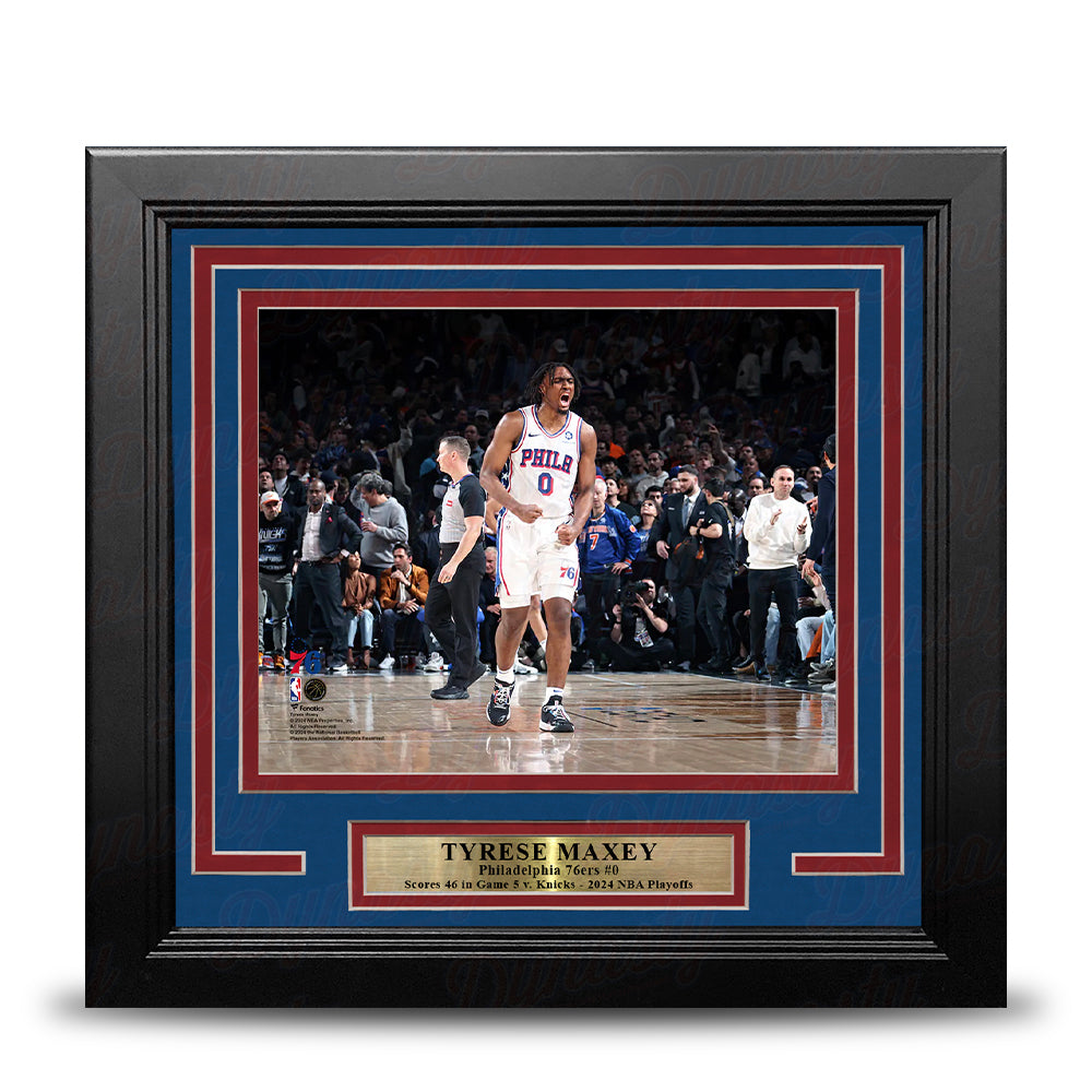 Tyrese Maxey Playoff Celebration Philadelphia 76ers 8" x 10" Framed Basketball Photo