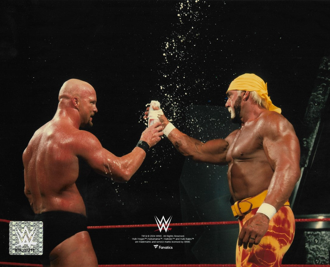 Stone Cold Steve Austin & Hulk Hogan Toast in the Ring 8" x 10" WWE Wrestling Photo