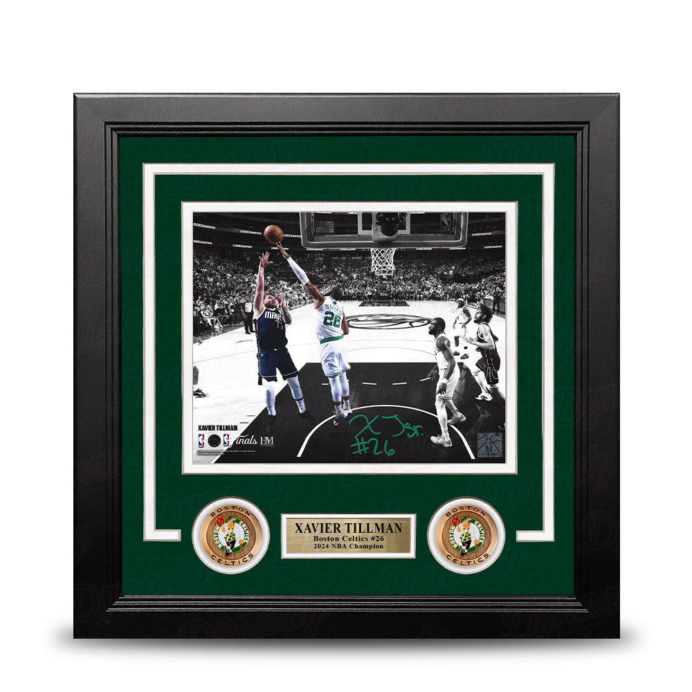 Xavier Tillman Blocks Luka Doncic Autographed Boston Celtics 8" x 10" Framed NBA Finals Photo