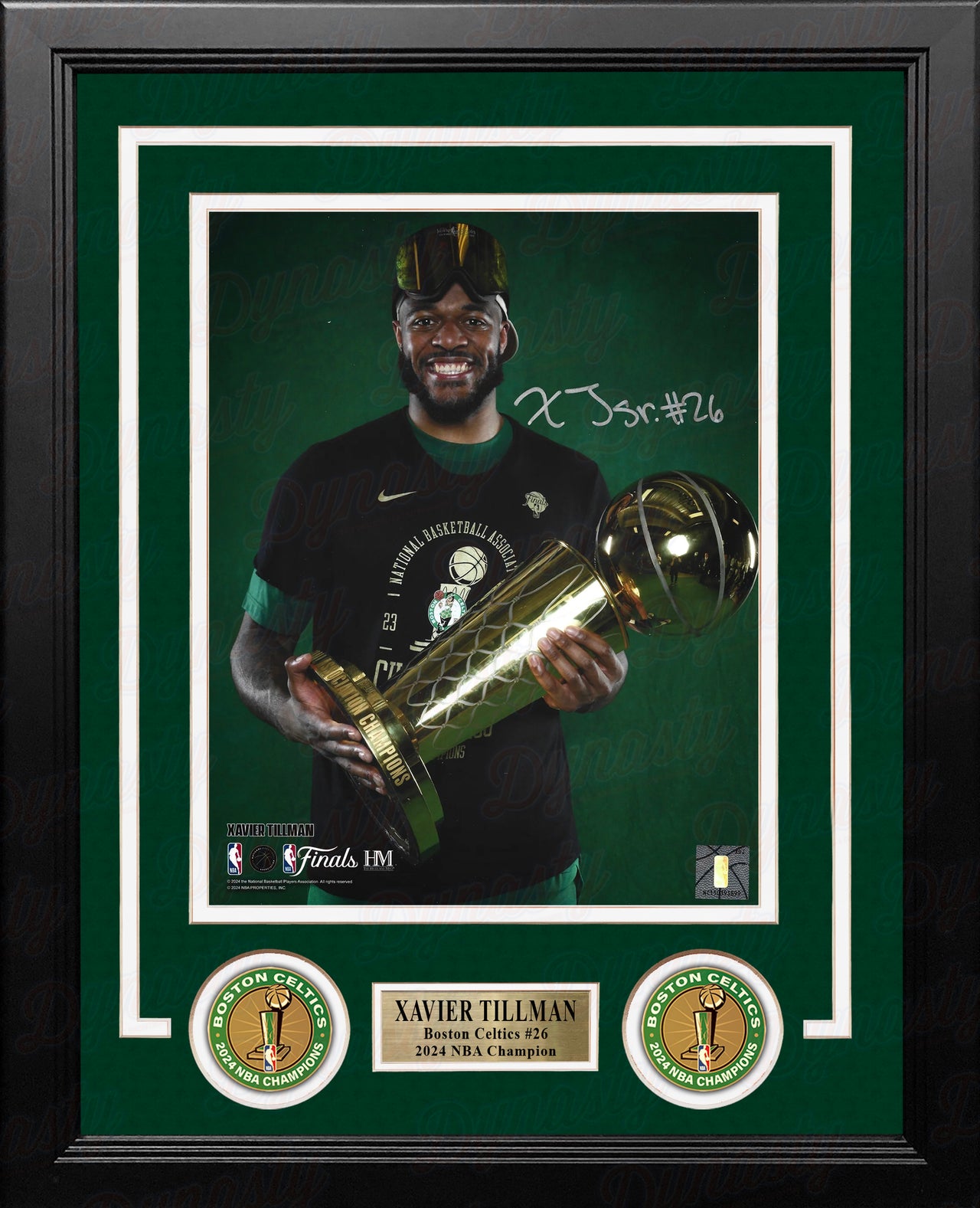 Xavier Tillman 2024 NBA Trophy Autographed Boston Celtics 8" x 10" Framed Championship Photo