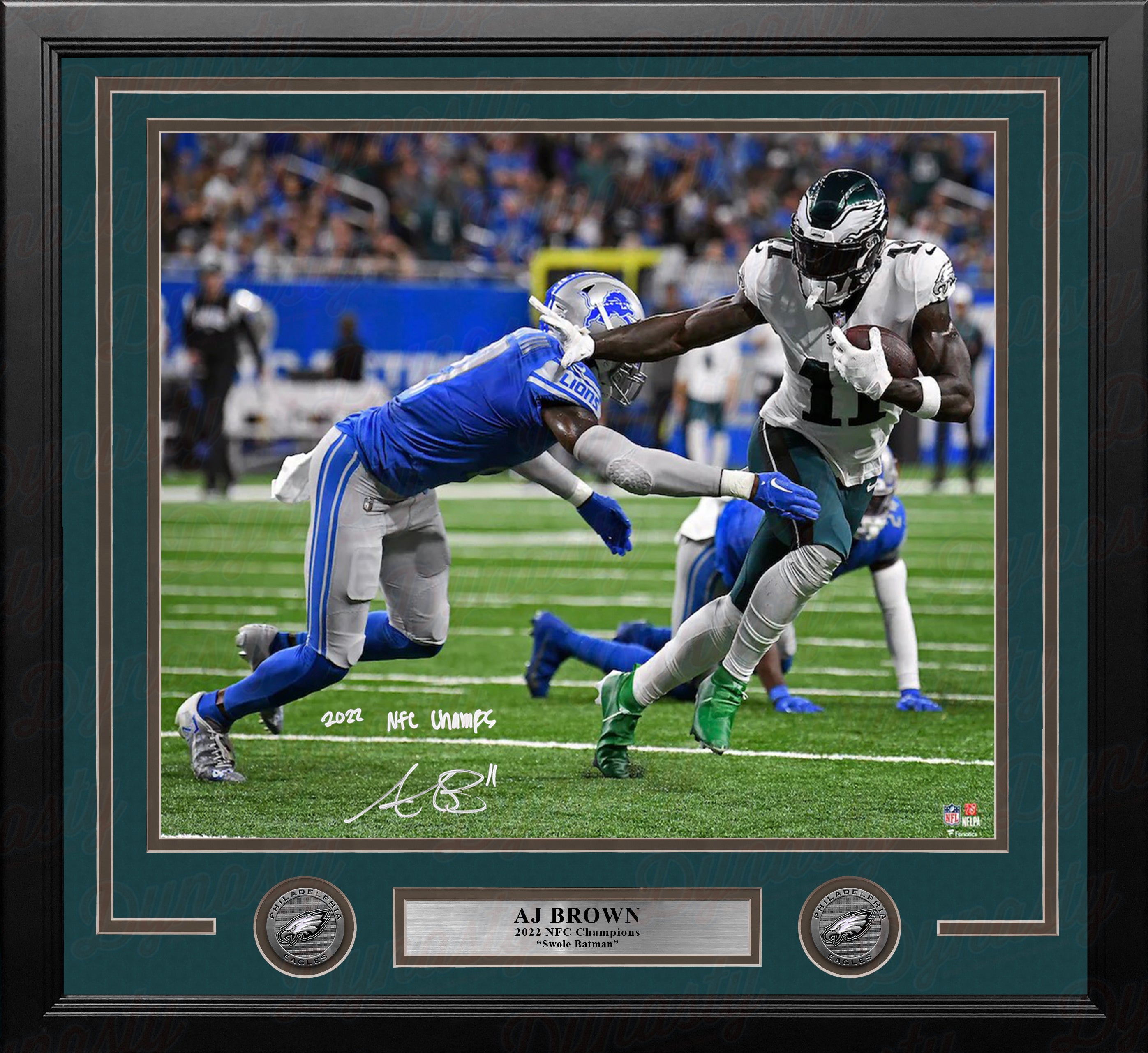 A J Brown Signed Philadelphia Eagles 35x43 Framed Jersey