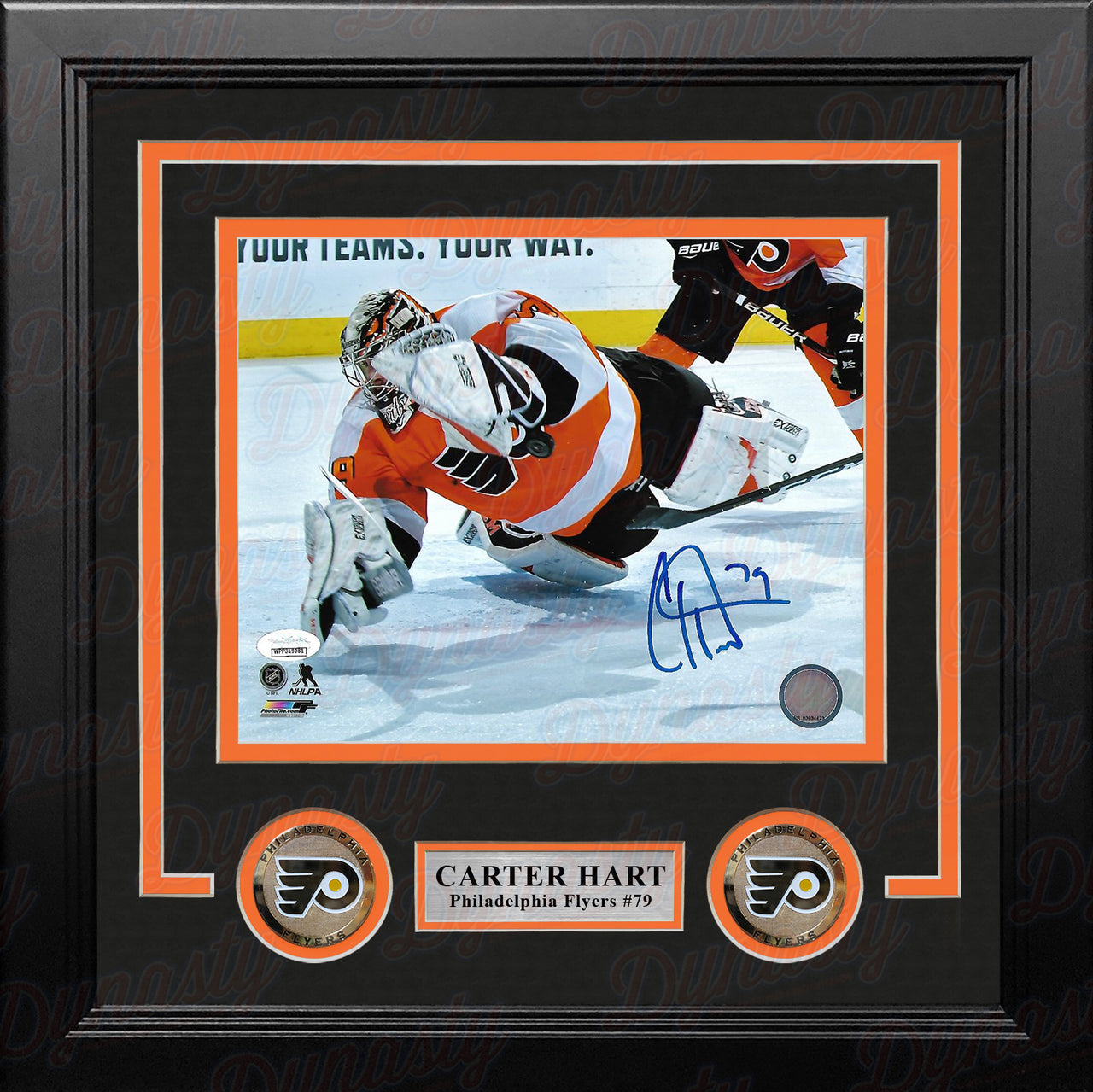 Carter Hart Philadelphia Flyers Autographed 11 x 14 Pregame Photo