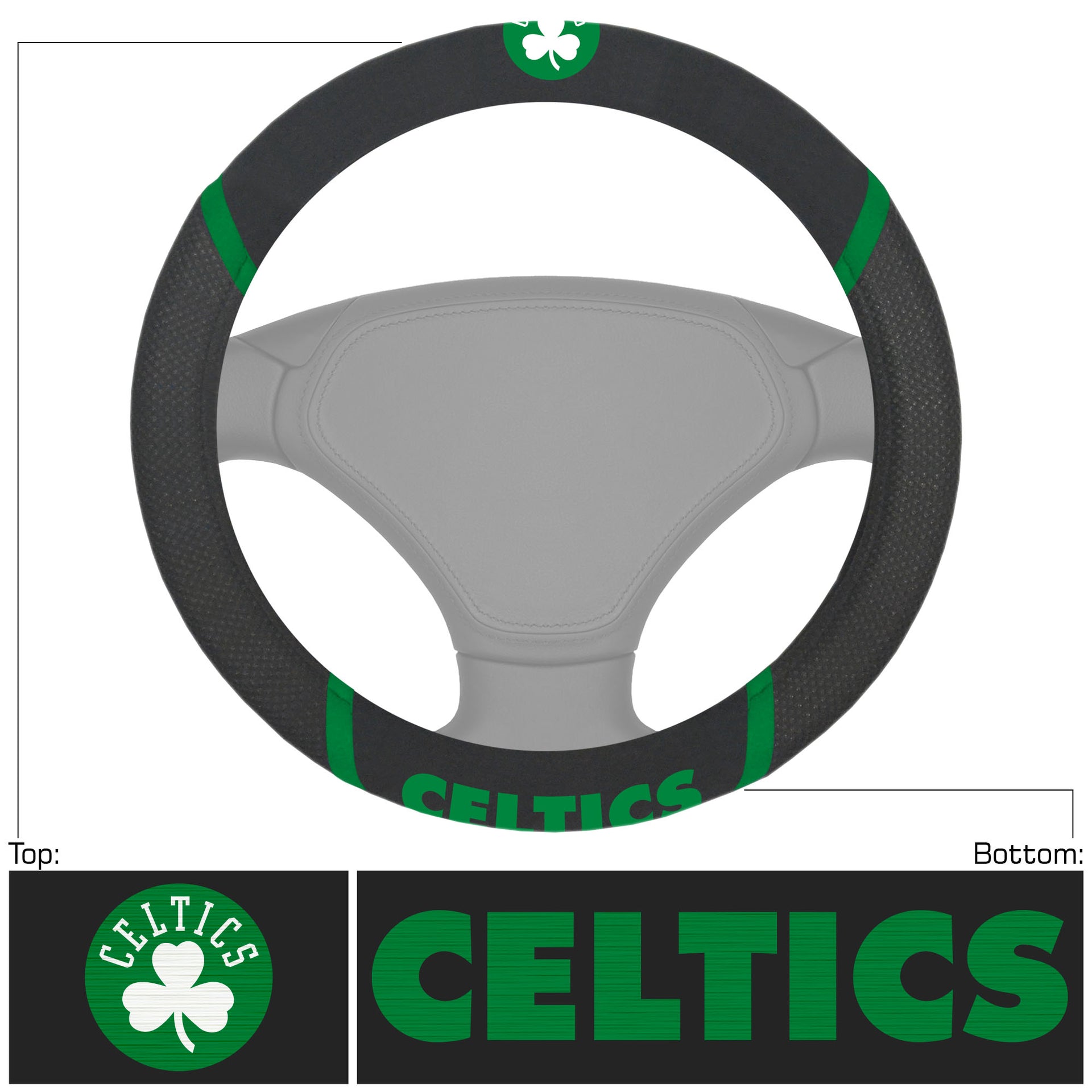 Boston Celtics Deluxe Basketball Steering Wheel Cover - Dynasty Sports & Framing 