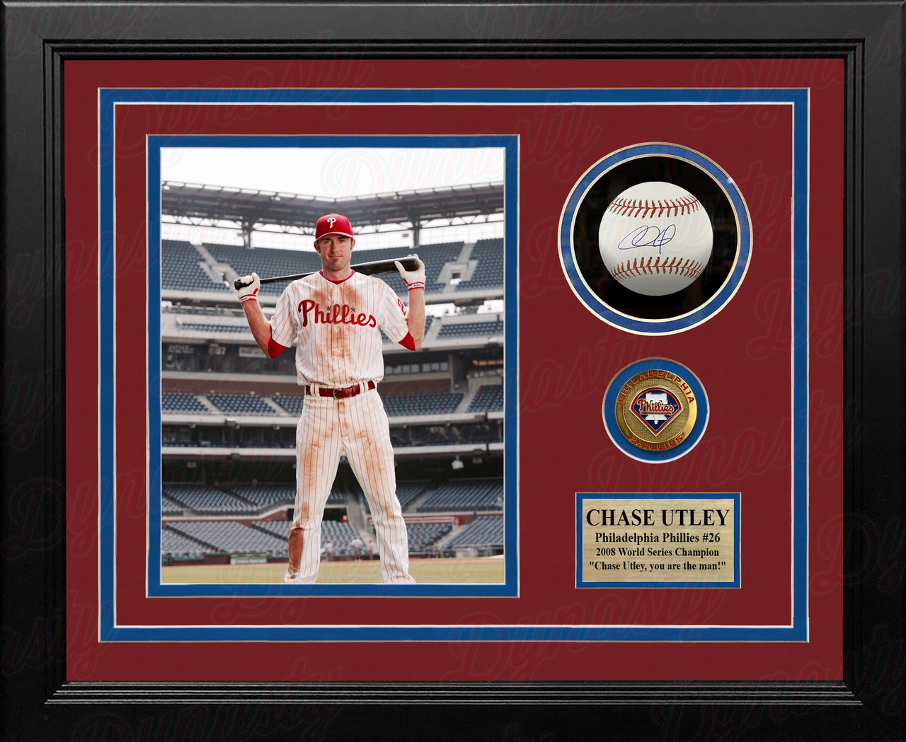 Jimmy Rollins/Ryan Howard/Chase Utley Framed Autographed Combined Jersey