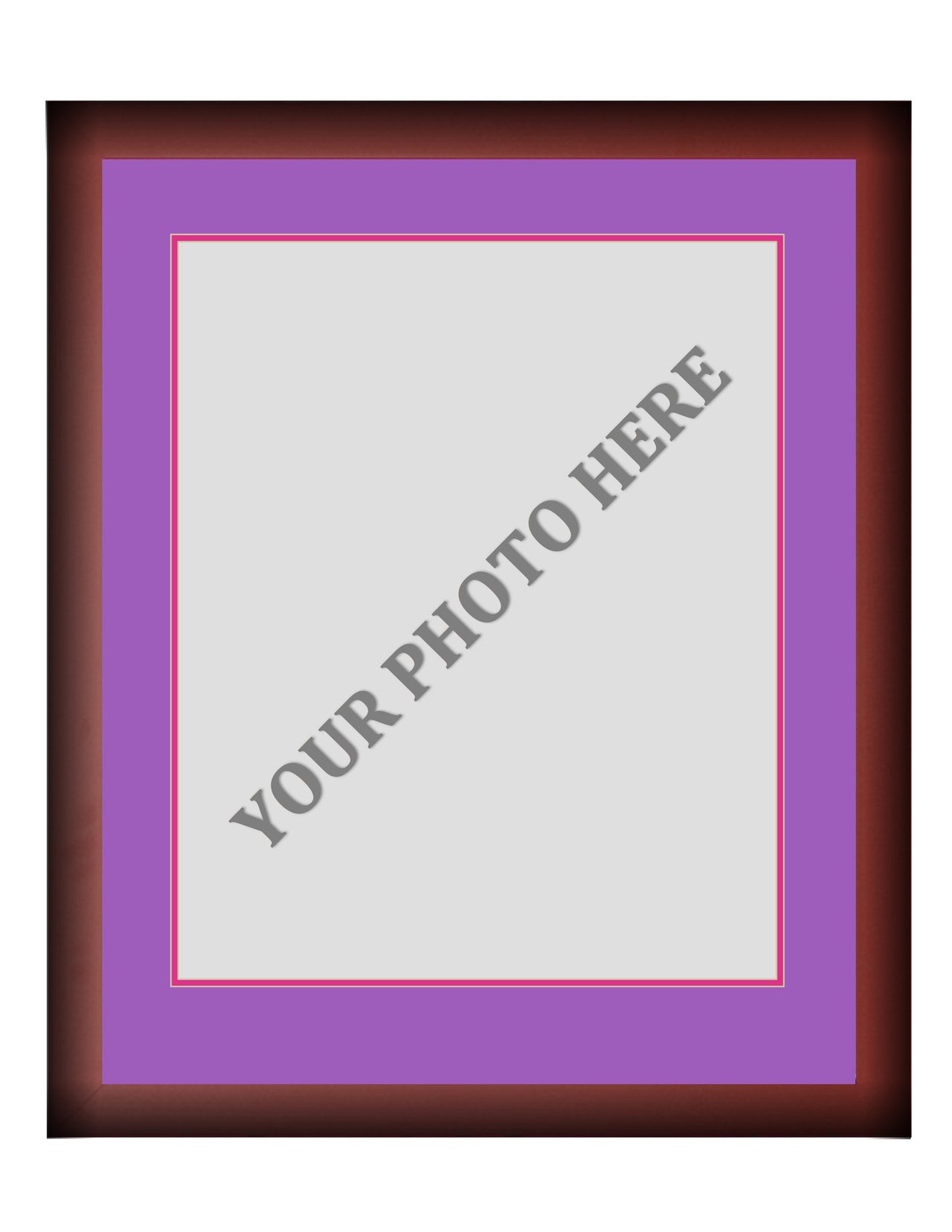 Frame Kit - Cherry Wood Frame | Purple Matting | Pink Trim - Dynasty Sports & Framing 