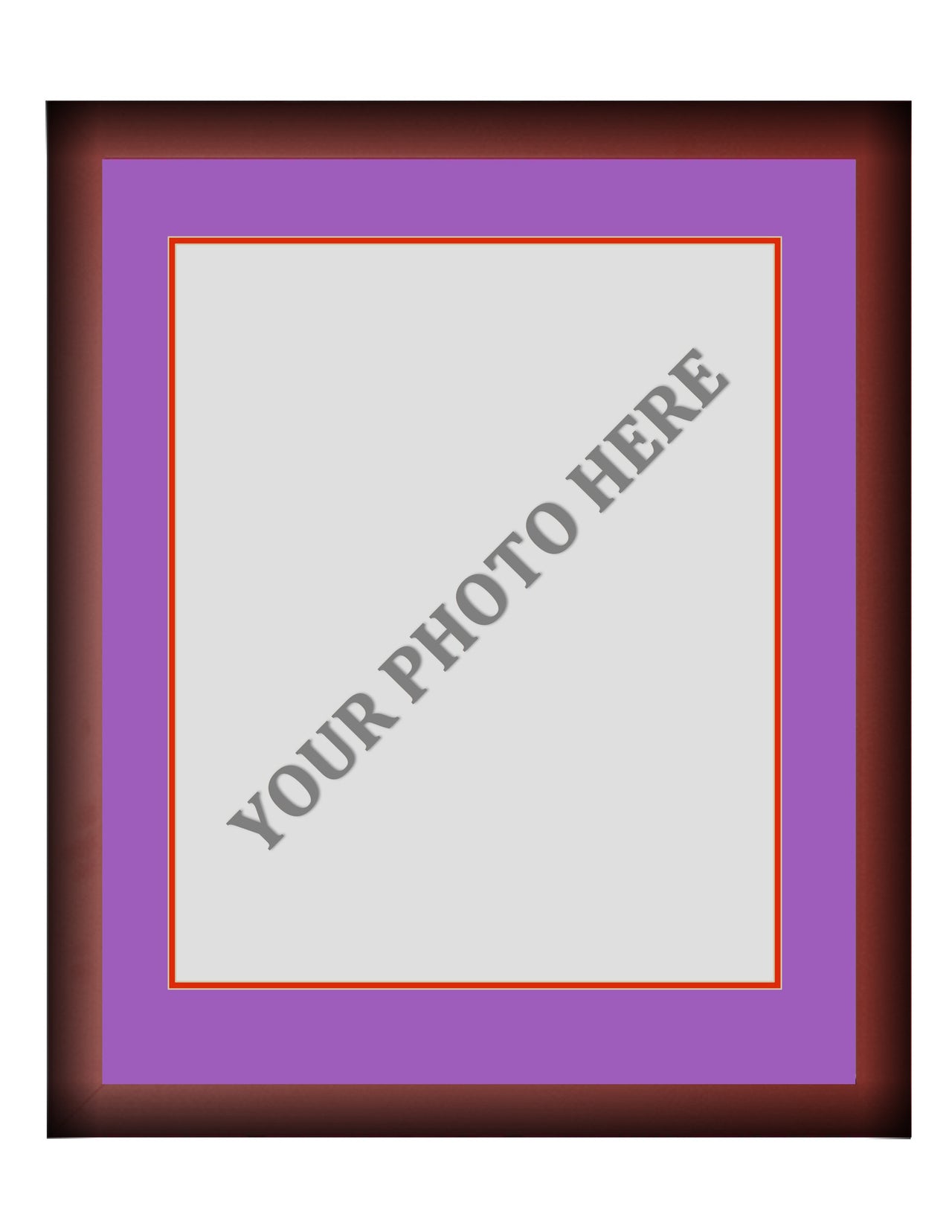 Frame Kit - Cherry Wood Frame | Purple Matting | Red Trim - Dynasty Sports & Framing 