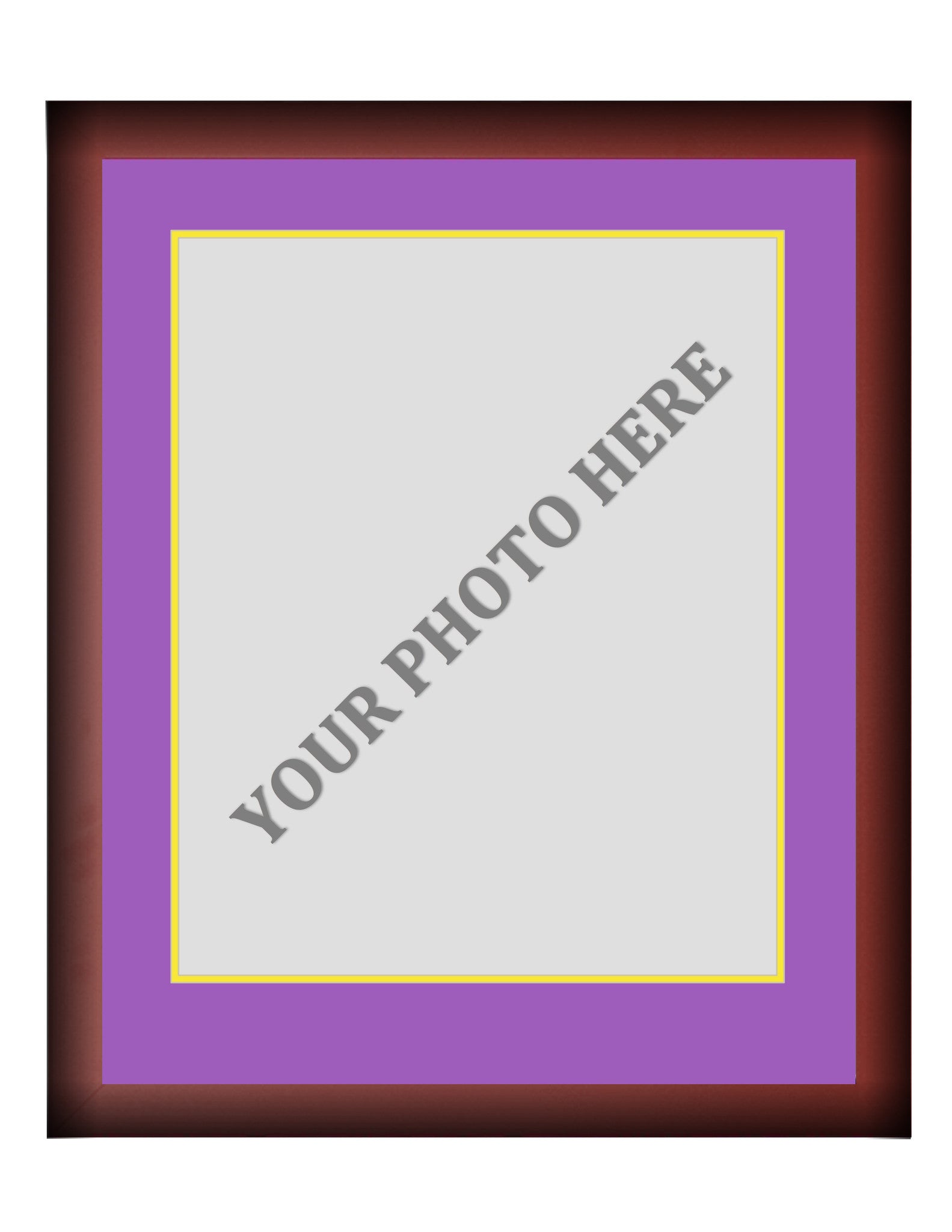 Frame Kit - Cherry Wood Frame | Purple Matting | Yellow Trim - Dynasty Sports & Framing 