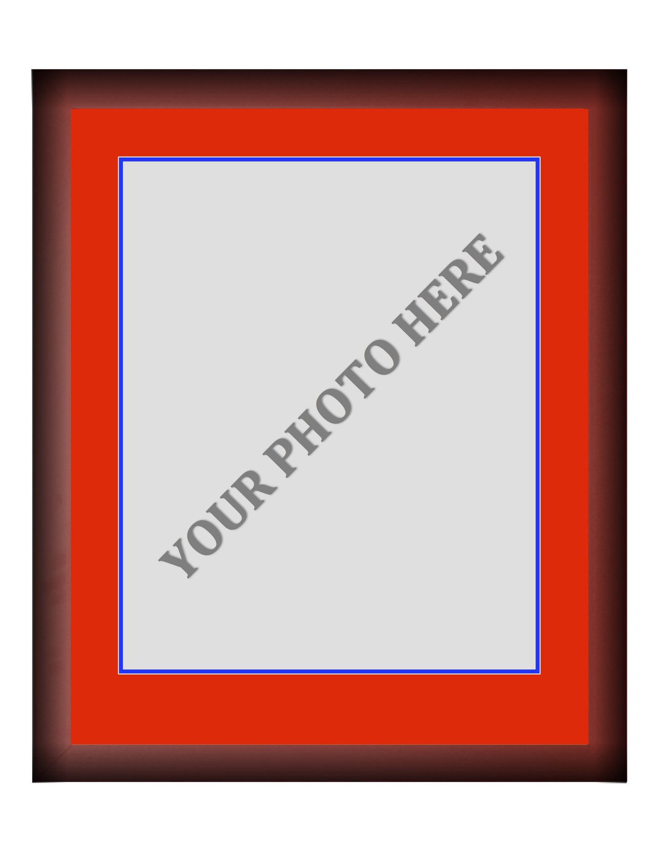 Frame Kit - Cherry Wood Frame | Red Matting | Blue Trim - Dynasty Sports & Framing 