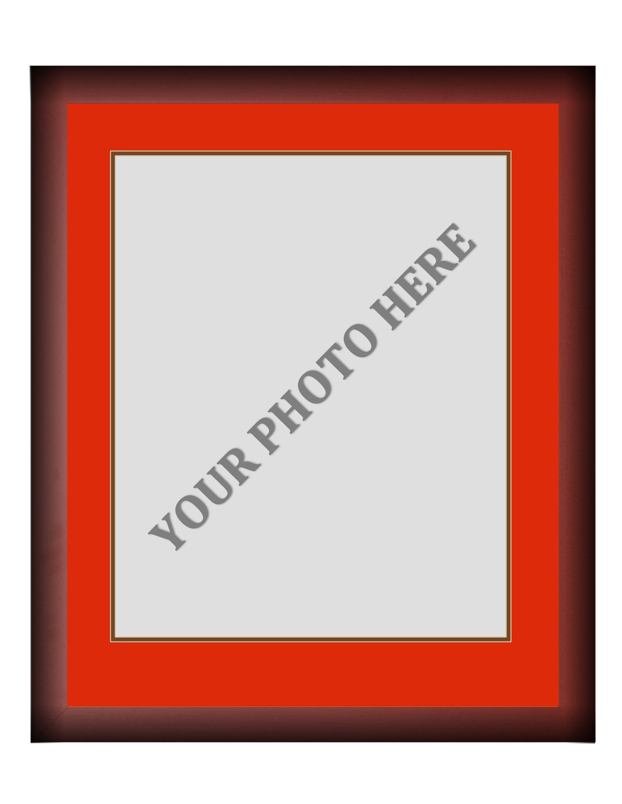 Frame Kit - Cherry Wood Frame | Red Matting | Brown Trim - Dynasty Sports & Framing 