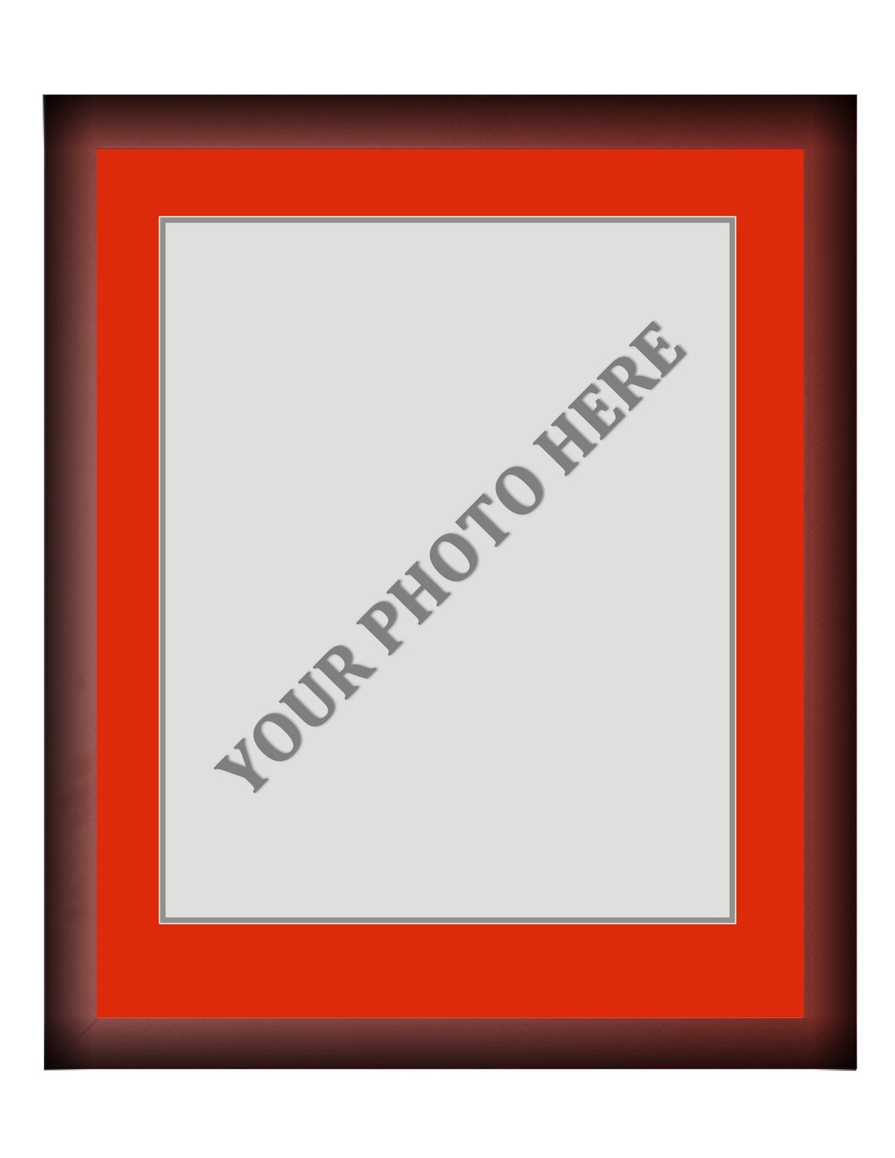 Frame Kit - Cherry Wood Frame | Red Matting | Gray Trim - Dynasty Sports & Framing 