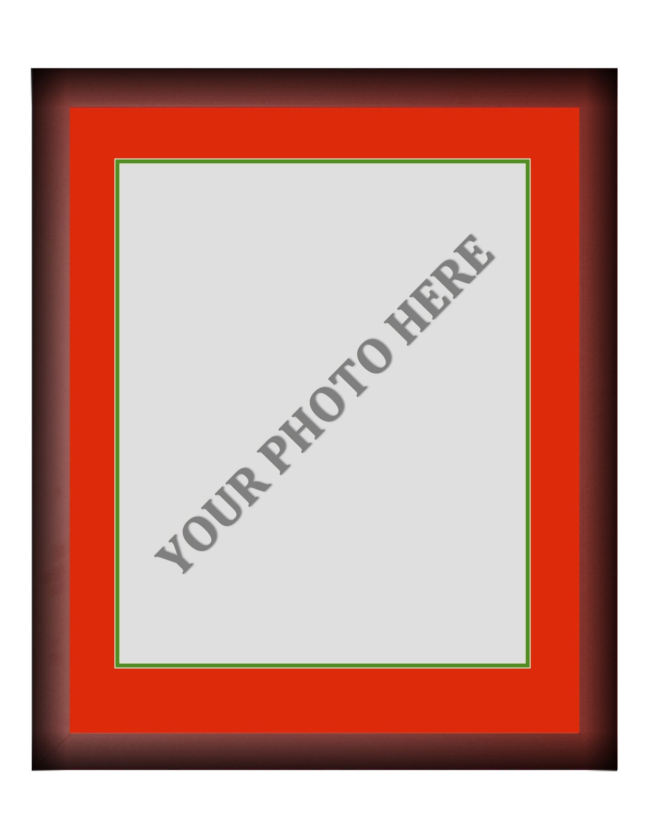 Frame Kit - Cherry Wood Frame | Red Matting | Green Trim - Dynasty Sports & Framing 