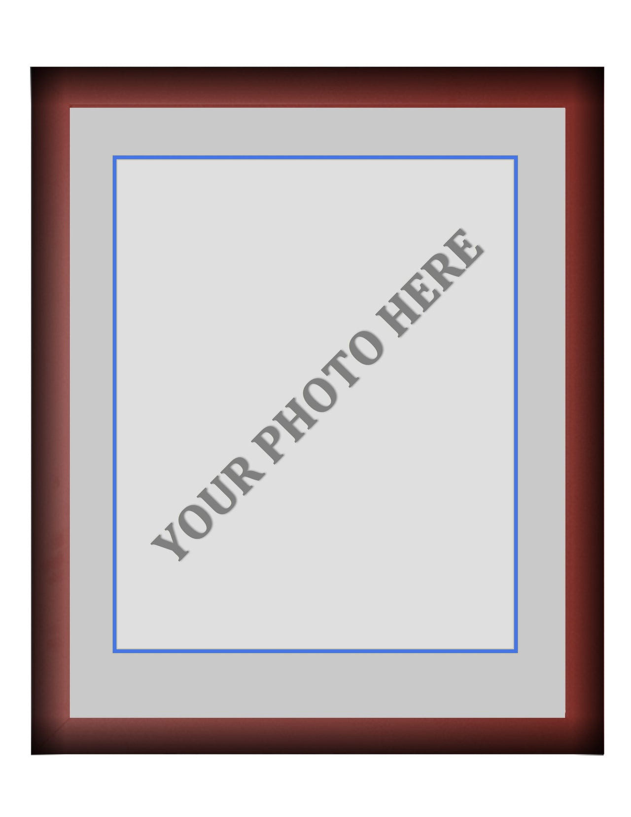 Frame Kit - Cherry Wood Frame | Silver Matting | Blue Trim - Dynasty Sports & Framing 