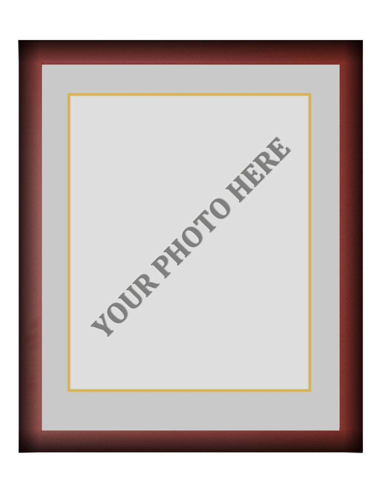 Frame Kit - Cherry Wood Frame | Silver Matting | Gold Trim - Dynasty Sports & Framing 