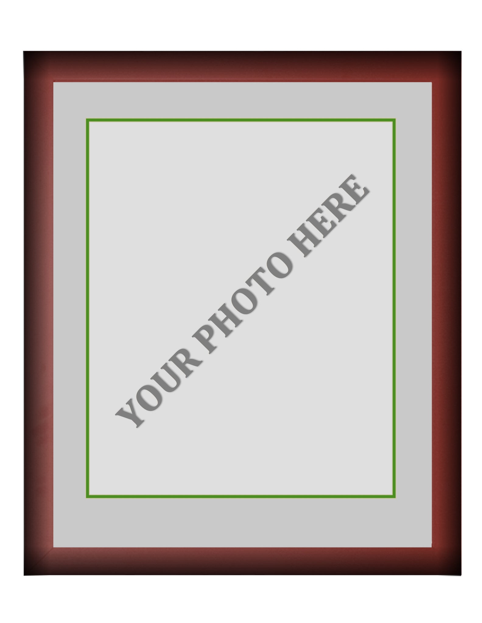 Frame Kit - Cherry Wood Frame | Silver Matting | Green Trim - Dynasty Sports & Framing 