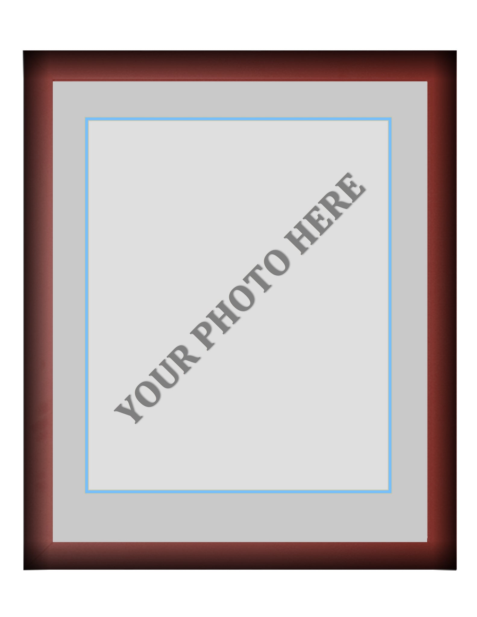 Frame Kit - Cherry Wood Frame | Silver Matting | Light Blue Trim - Dynasty Sports & Framing 