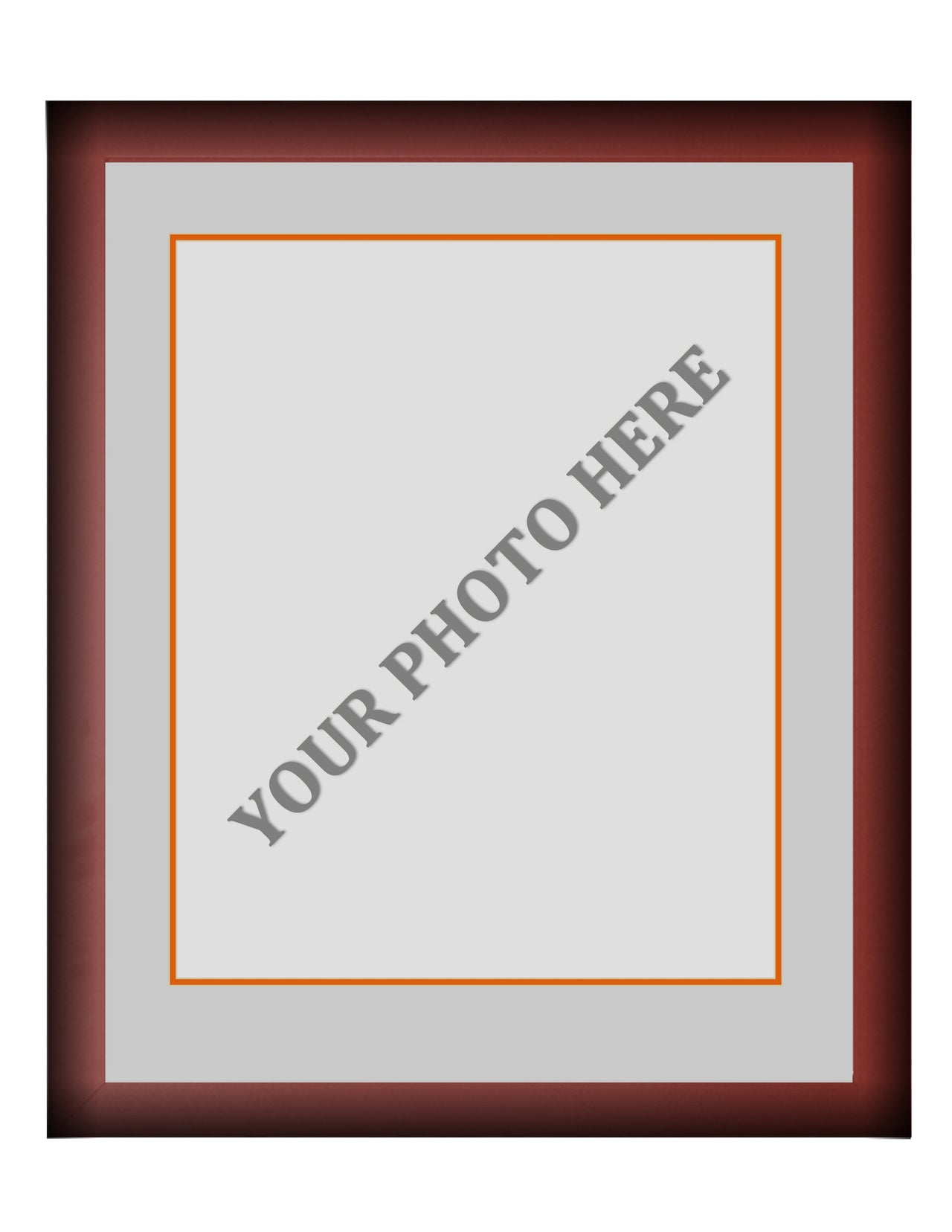 Frame Kit - Cherry Wood Frame | Silver Matting | Orange Trim - Dynasty Sports & Framing 