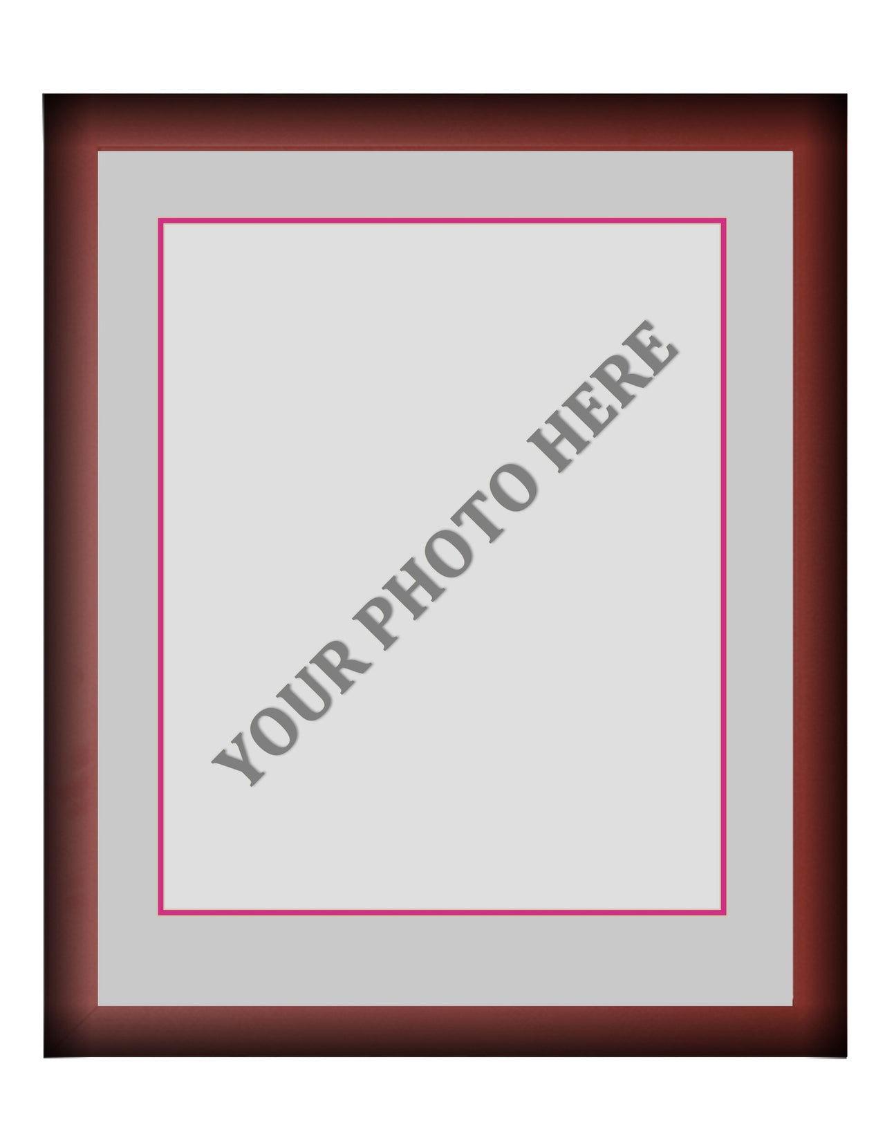 Frame Kit - Cherry Wood Frame | Silver Matting | Pink Trim - Dynasty Sports & Framing 