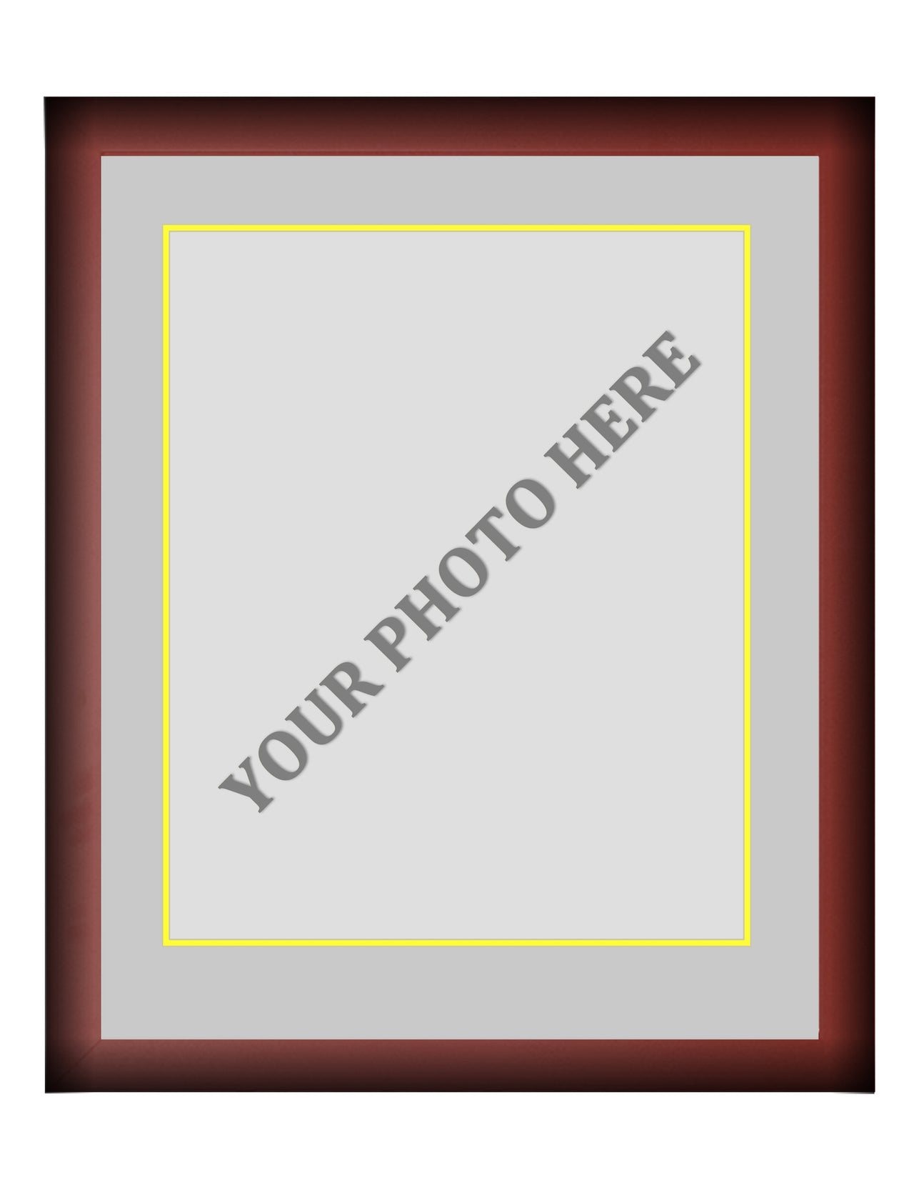 Frame Kit - Cherry Wood Frame | Silver Matting | Yellow Trim - Dynasty Sports & Framing 