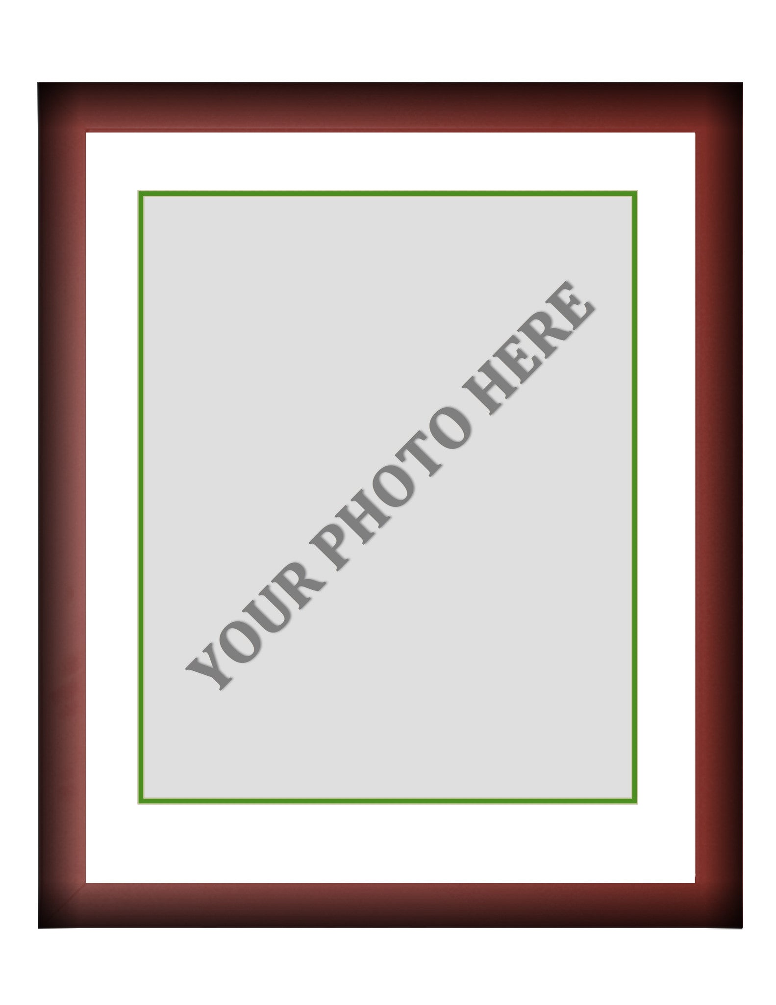 Frame Kit - Cherry Wood Frame | White Matting | Green Trim - Dynasty Sports & Framing 