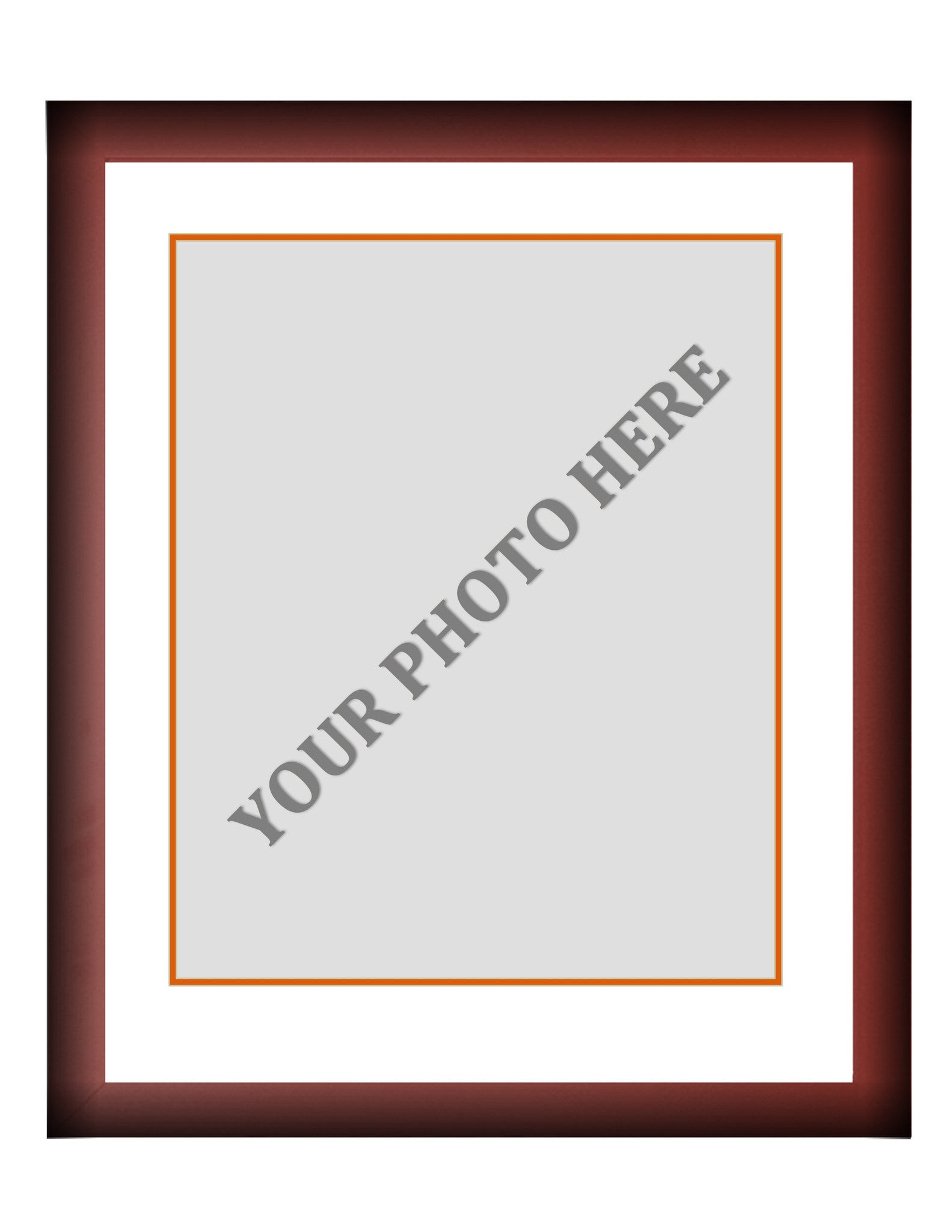 Frame Kit - Cherry Wood Frame | White Matting | Orange Trim - Dynasty Sports & Framing 