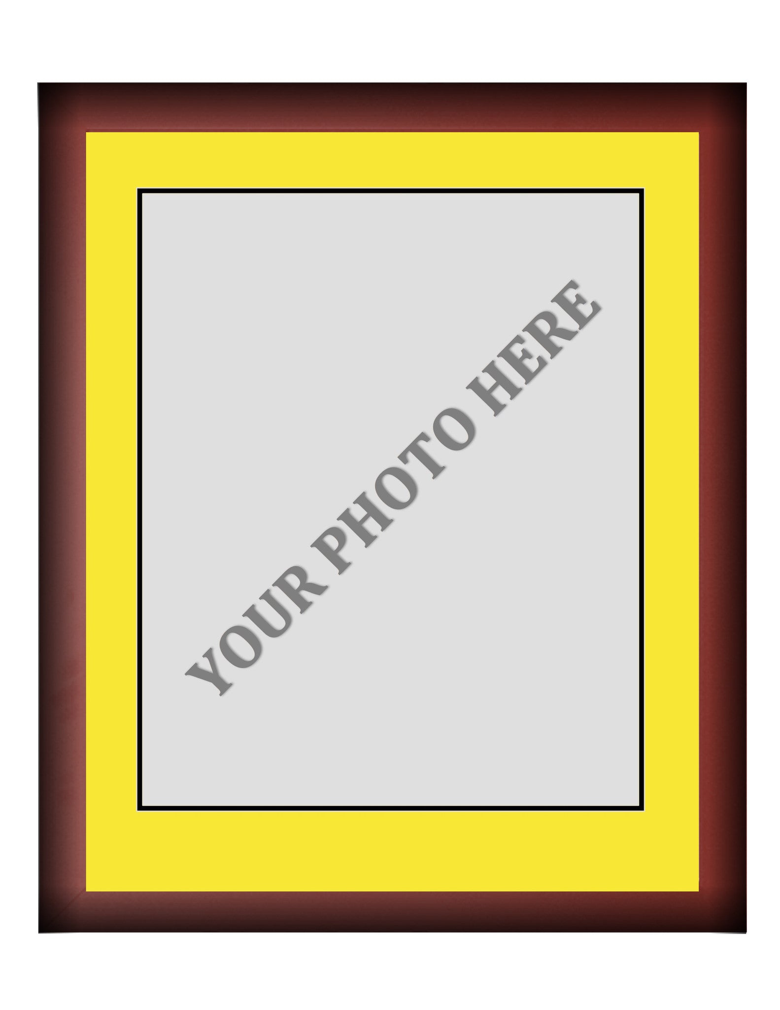 Frame Kit - Cherry Wood Frame | Yellow Matting | Black Trim - Dynasty Sports & Framing 