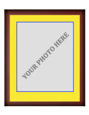 Frame Kit - Cherry Wood Frame | Yellow Matting | Blue Trim - Dynasty Sports & Framing 