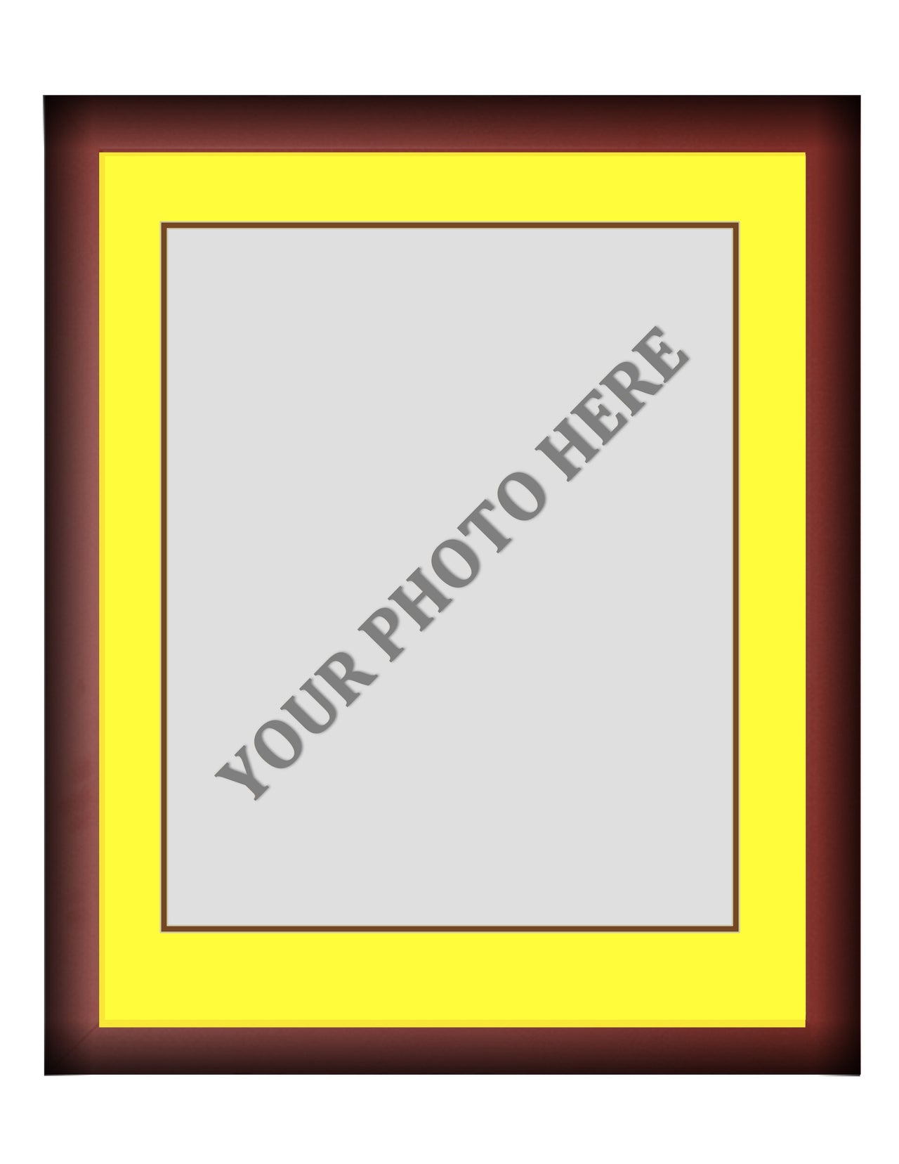 Frame Kit - Cherry Wood Frame | Yellow Matting | Brown Trim - Dynasty Sports & Framing 