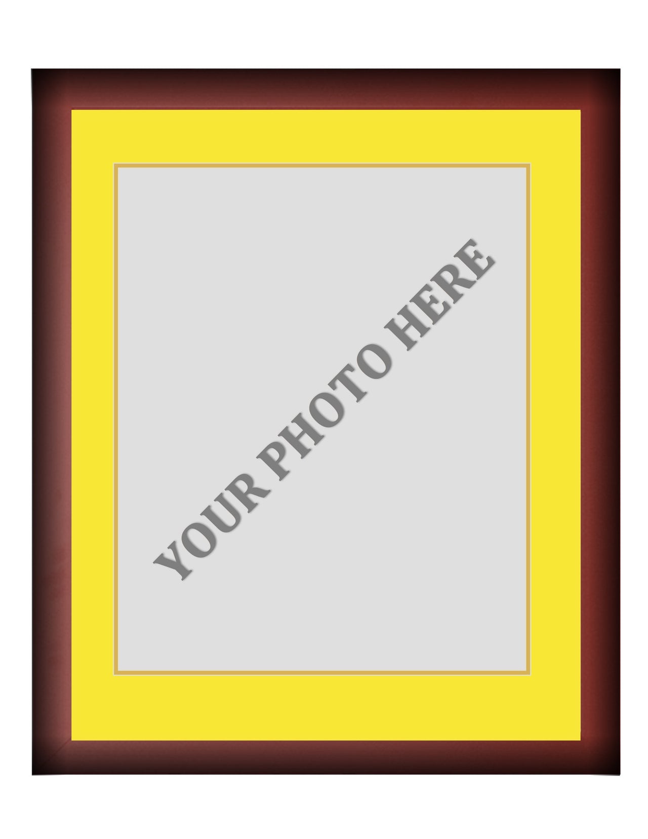 Frame Kit - Cherry Wood Frame | Yellow Matting | Gold Trim - Dynasty Sports & Framing 