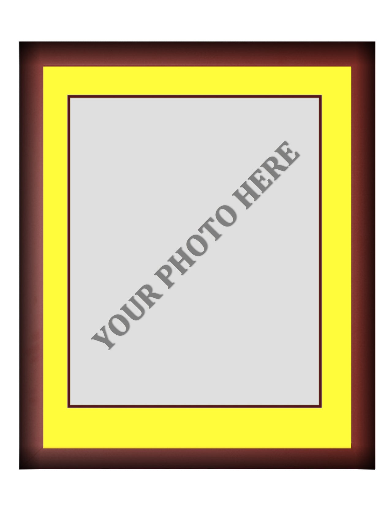 Frame Kit - Cherry Wood Frame | Yellow Matting | Maroon Trim - Dynasty Sports & Framing 