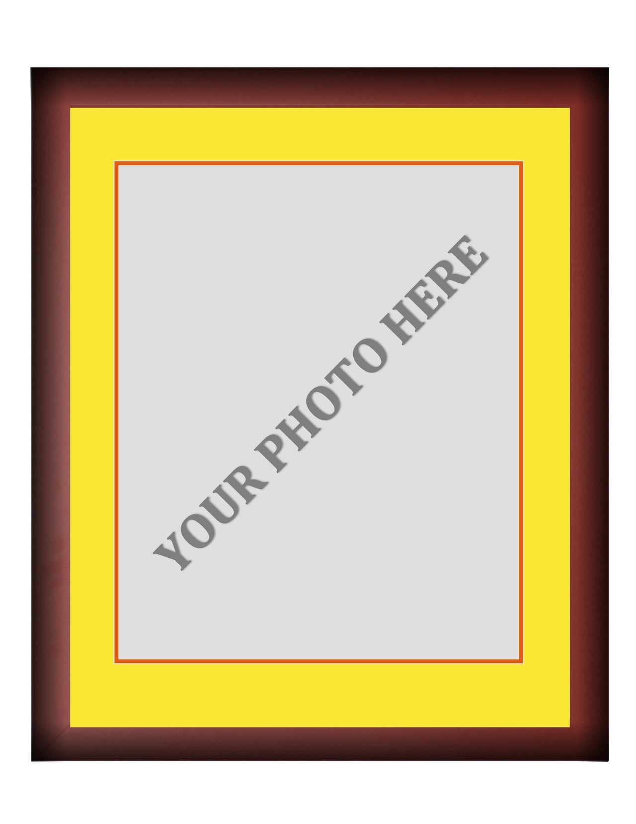 Frame Kit - Cherry Wood Frame | Yellow Matting | Orange Trim - Dynasty Sports & Framing 