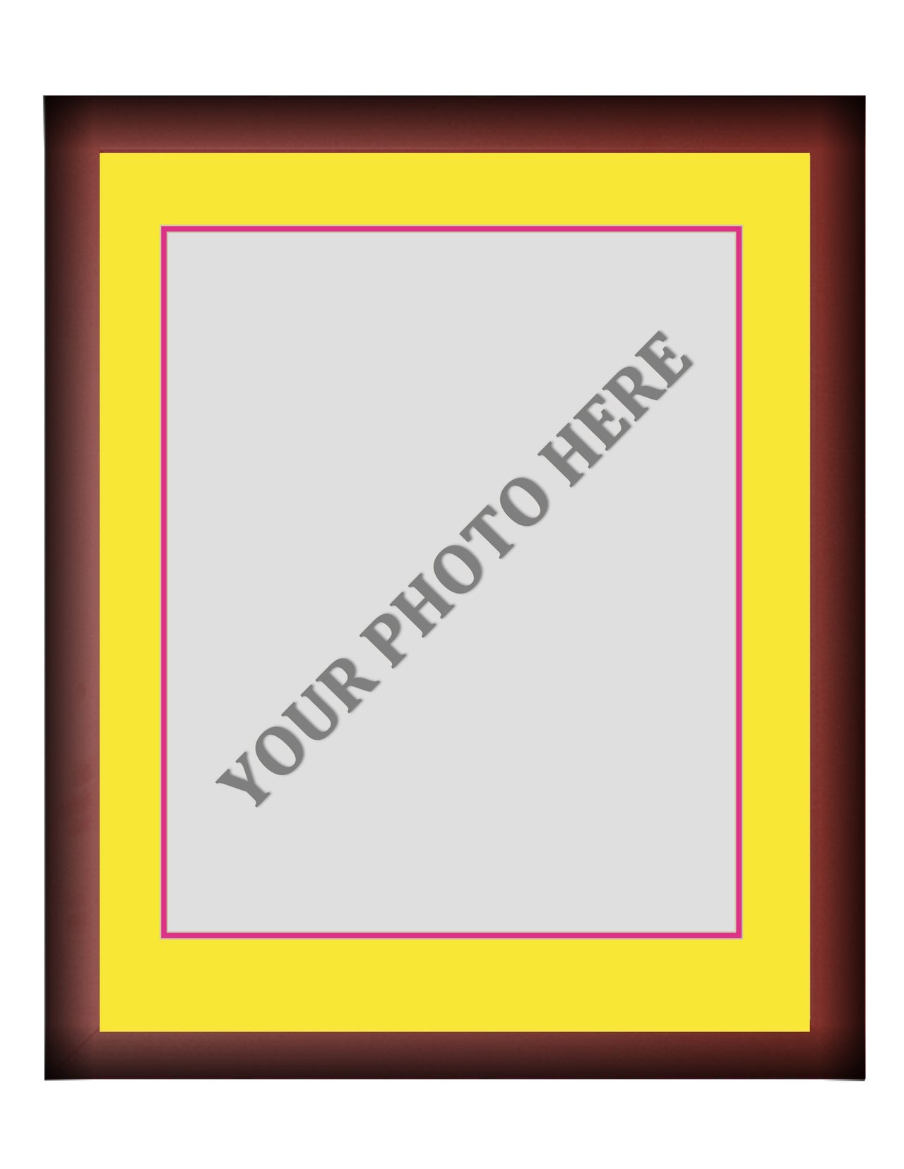 Frame Kit - Cherry Wood Frame | Yellow Matting | Pink Trim - Dynasty Sports & Framing 