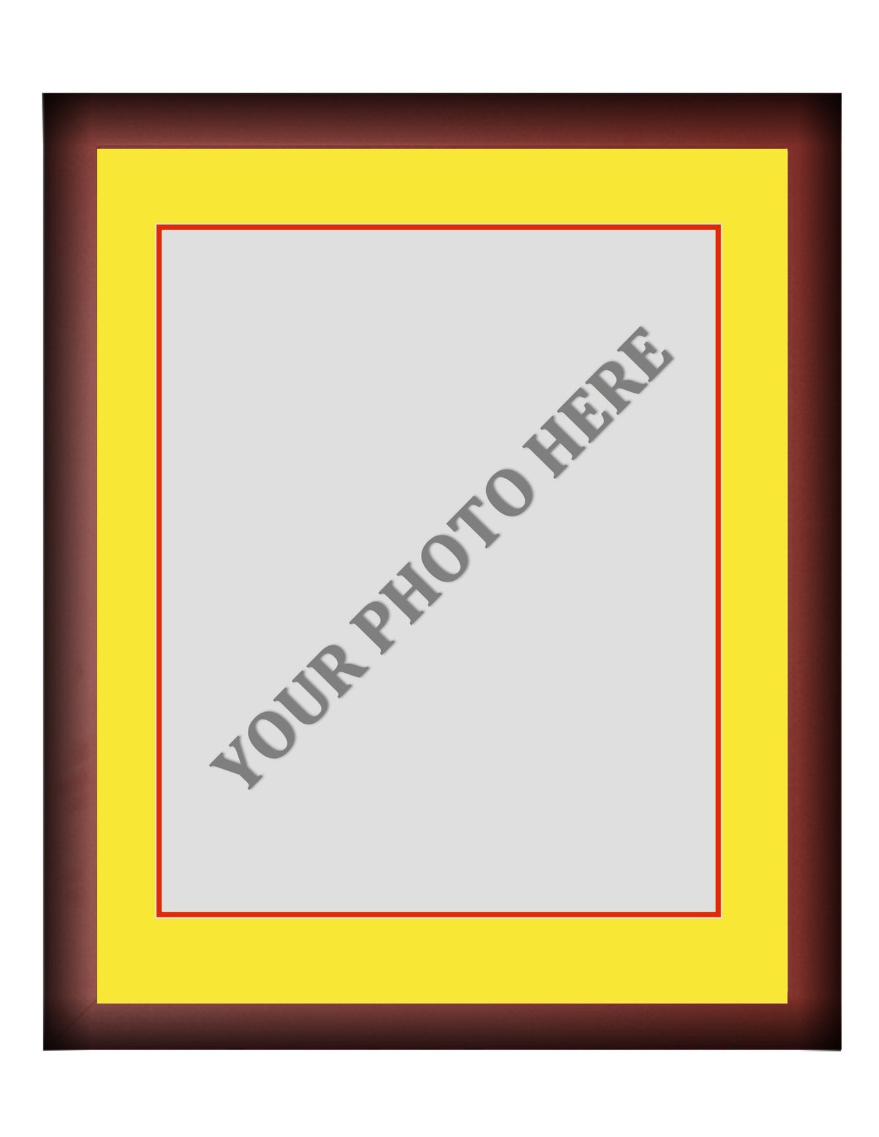 Frame Kit - Cherry Wood Frame | Yellow Matting | Red Trim - Dynasty Sports & Framing 