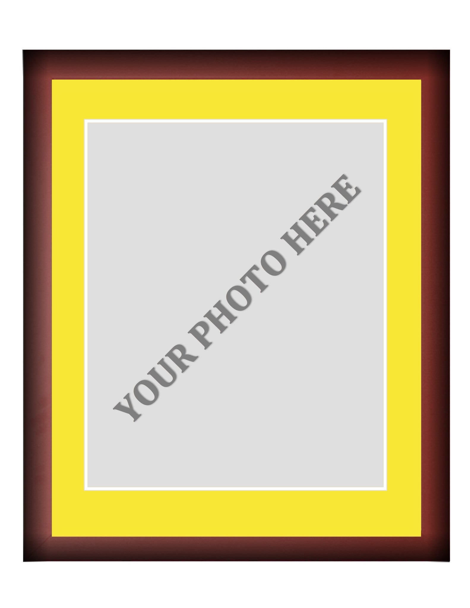 Frame Kit - Cherry Wood Frame | Yellow Matting | White Trim - Dynasty Sports & Framing 