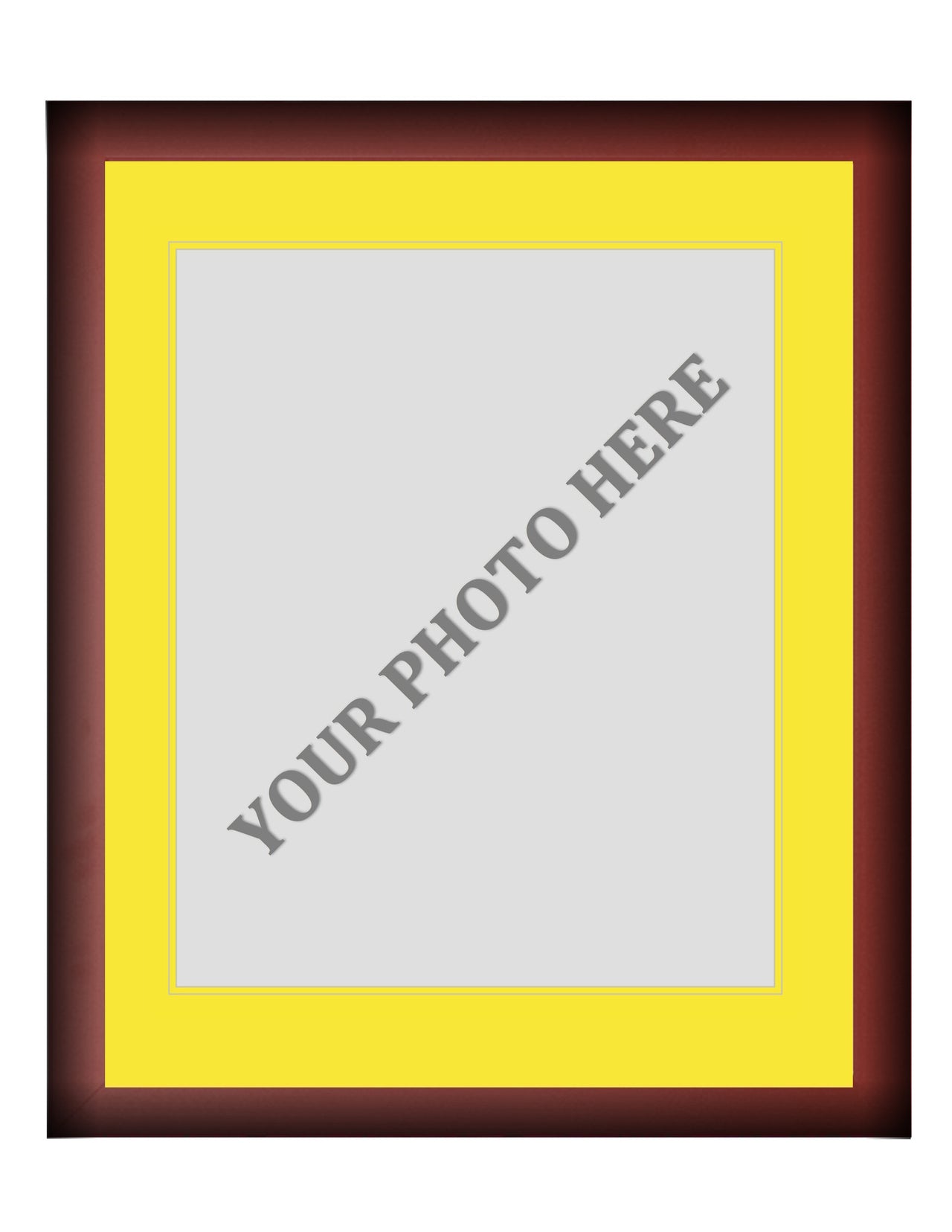 Frame Kit - Cherry Wood Frame | Yellow Matting | Yellow Trim - Dynasty Sports & Framing 