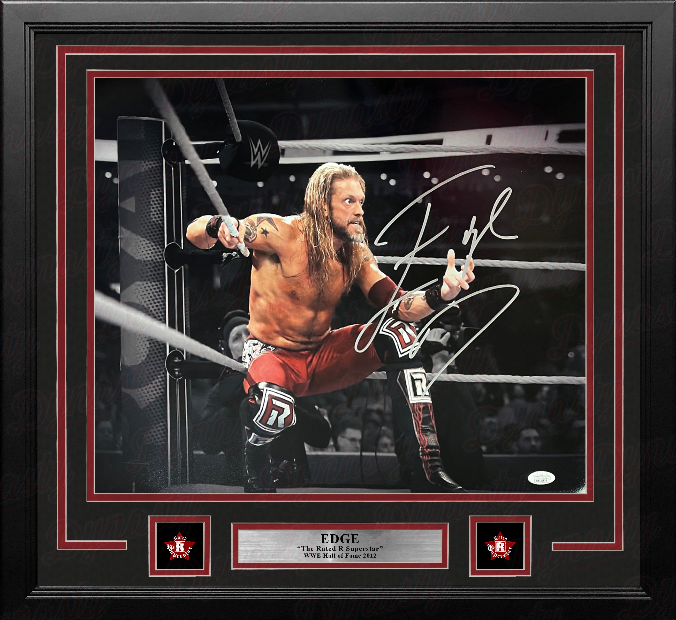 Edge Sets Up the Spear Autographed Framed WWE Wrestling Photo - 16x20  Framed Photo