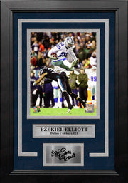 Ezekiel Elliott v. The Eagles Dallas Cowboys NFL Football Framed Photo with Engraved Autograph - Dynasty Sports & Framing 