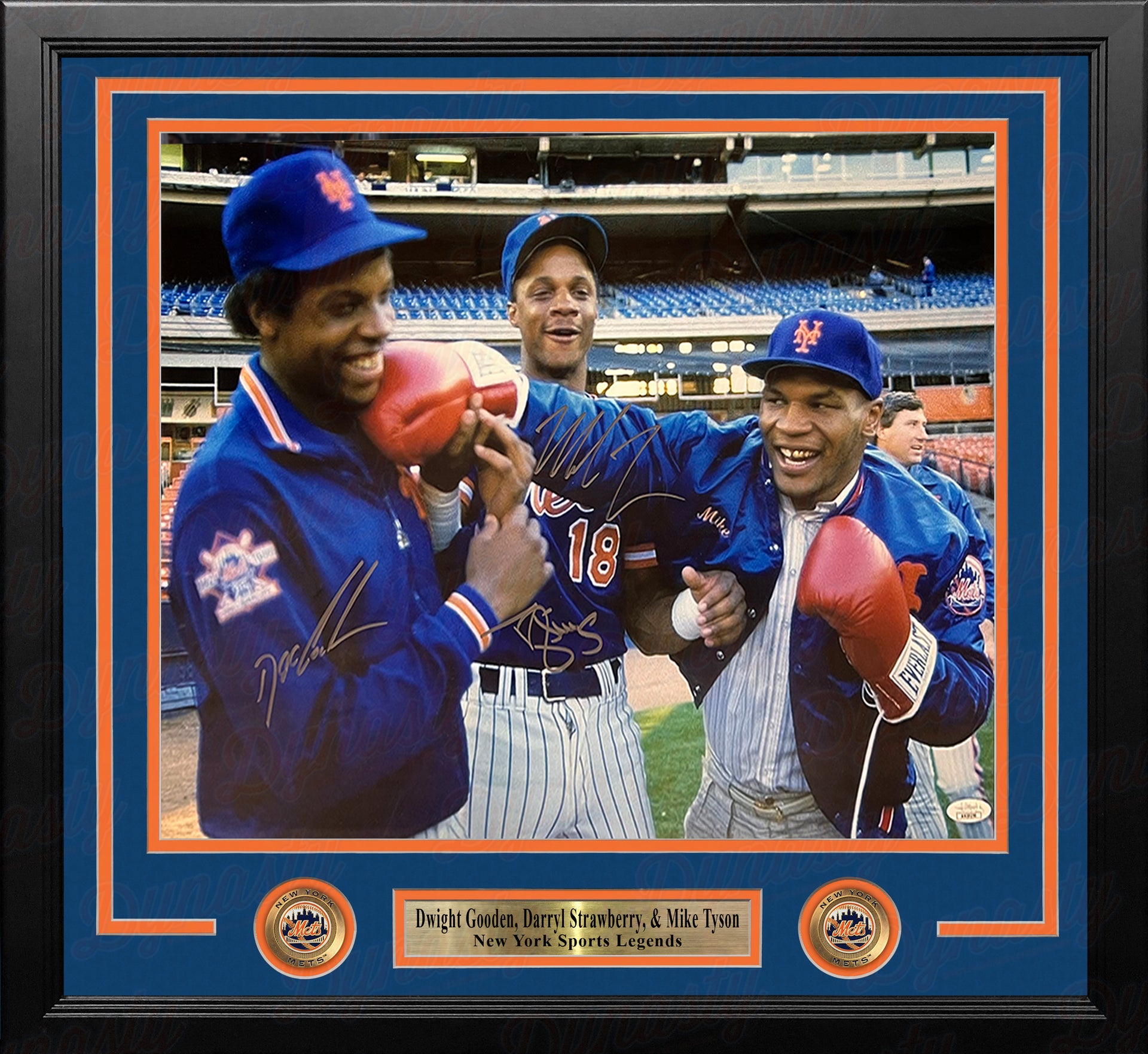 Dwight Gooden, Darryl Strawberry, & Mike Tyson New York Mets Autographed  16x20 Framed Baseball Photo