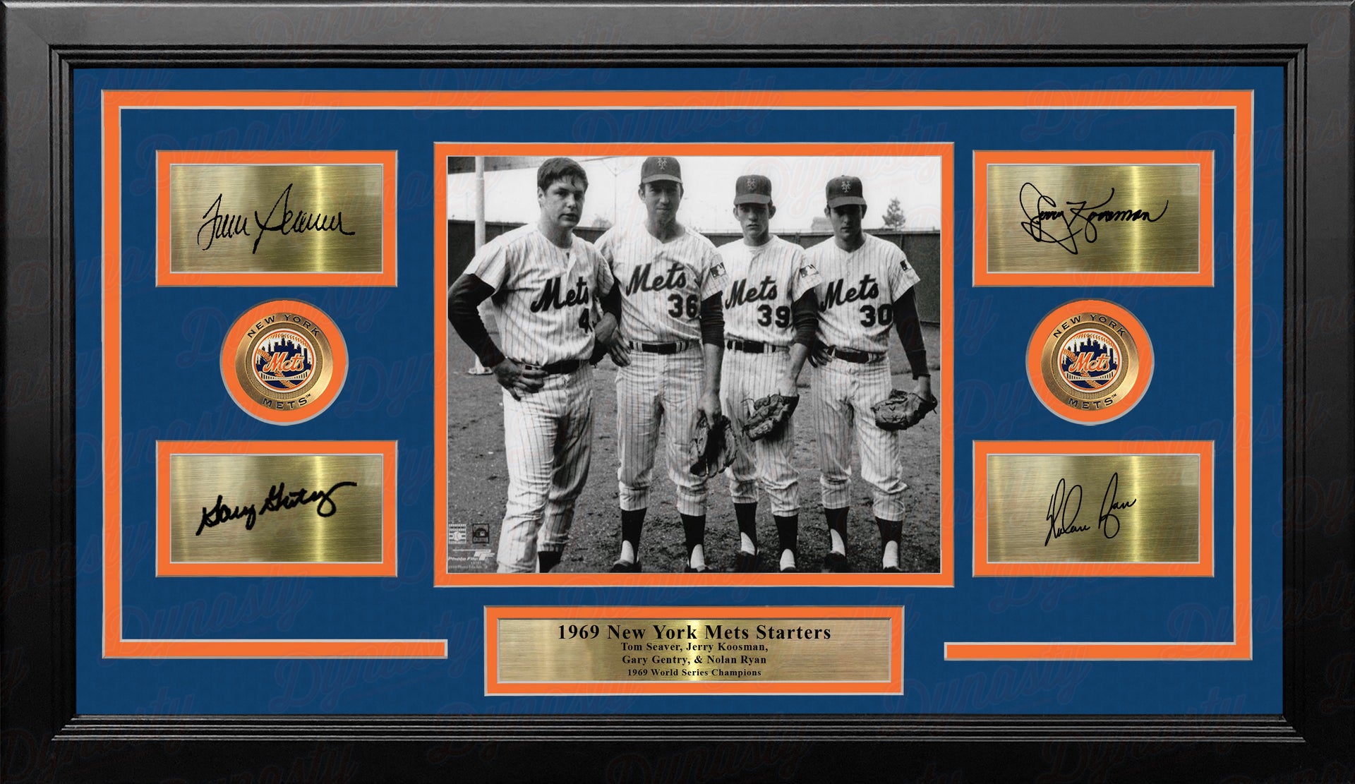 New York Mets 1969 Pitchers 8x10 Framed Photo with Engraved