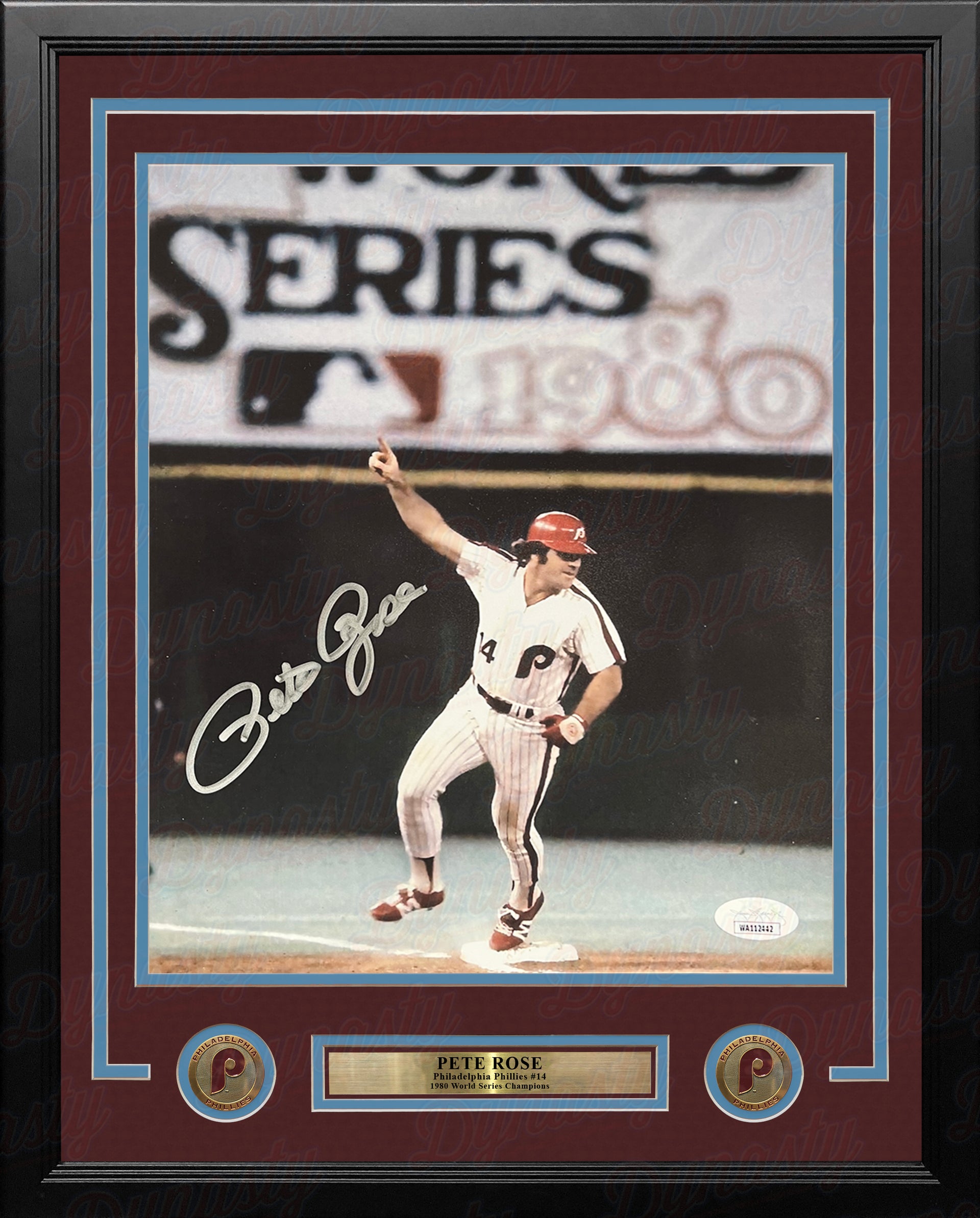 Jimmy Rollins 2008 World Series Slide Autographed Philadelphia Phillies  11x14 Framed Baseball Photo - Dynasty Sports & Framing