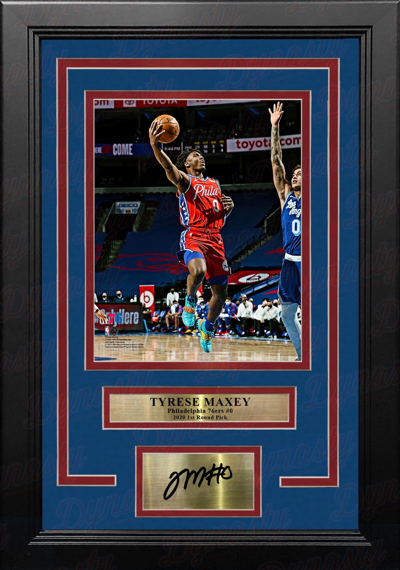 Allen Iverson Standing Over Tyronn Lue Philadelphia 76ers Autographed  Framed Basketball Photo